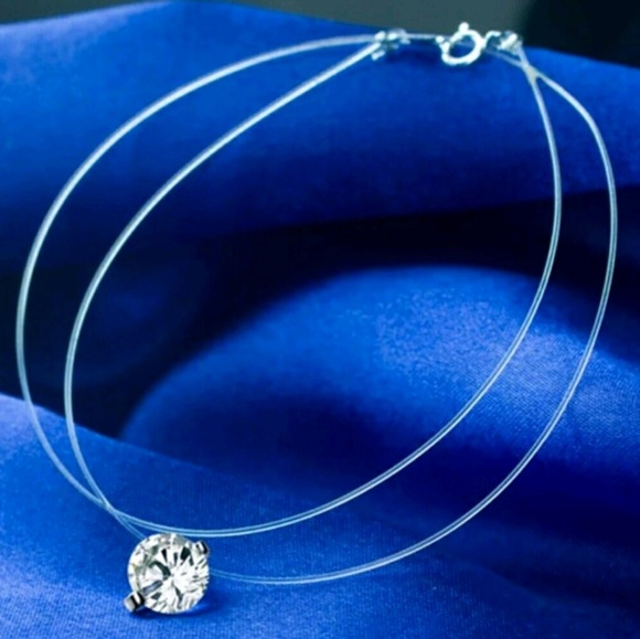 Transparent Nylon Necklace 8mm Swarovski Crystal - Picture 3 of 8